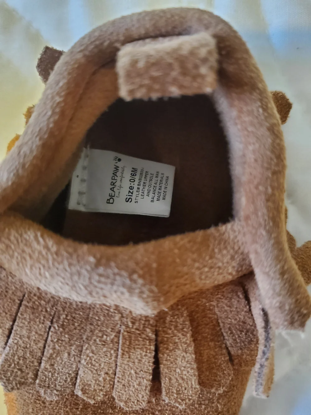 BearPaw Brown Fringe Baby Moccasins 0-6 Months